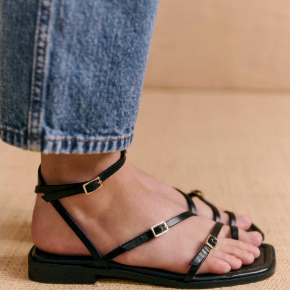 Sezane Black Strappy Sandals